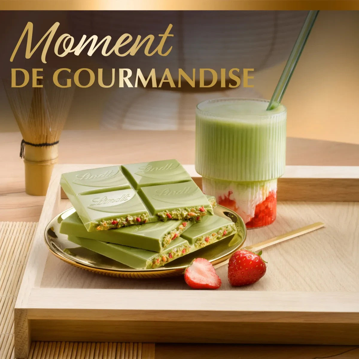 Lindt Dubaï Style tablette de chocolat 150 g | matcha fraise | Dubai | nouveau