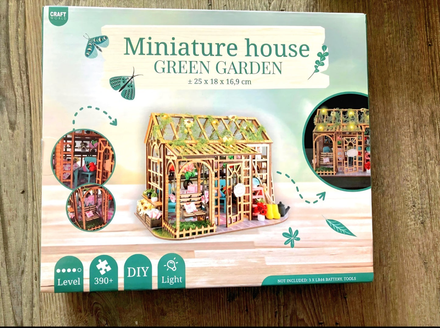 Maison Miniature JARDIN /SERRE DIY avec Lumière Maquette Bricolage Fleurs +390pc