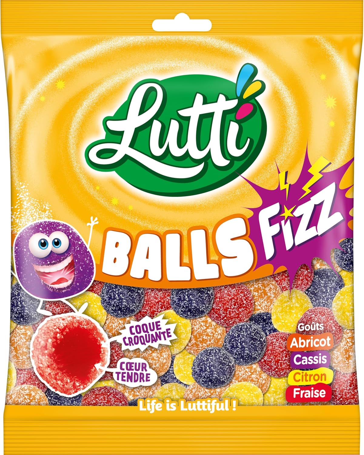 Bolas Fizz LUTTI Caramelos de Sabor Ácido 100g