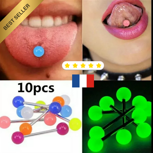 Lot De 10 Piercings Langue Phosphorescent - coloré -
