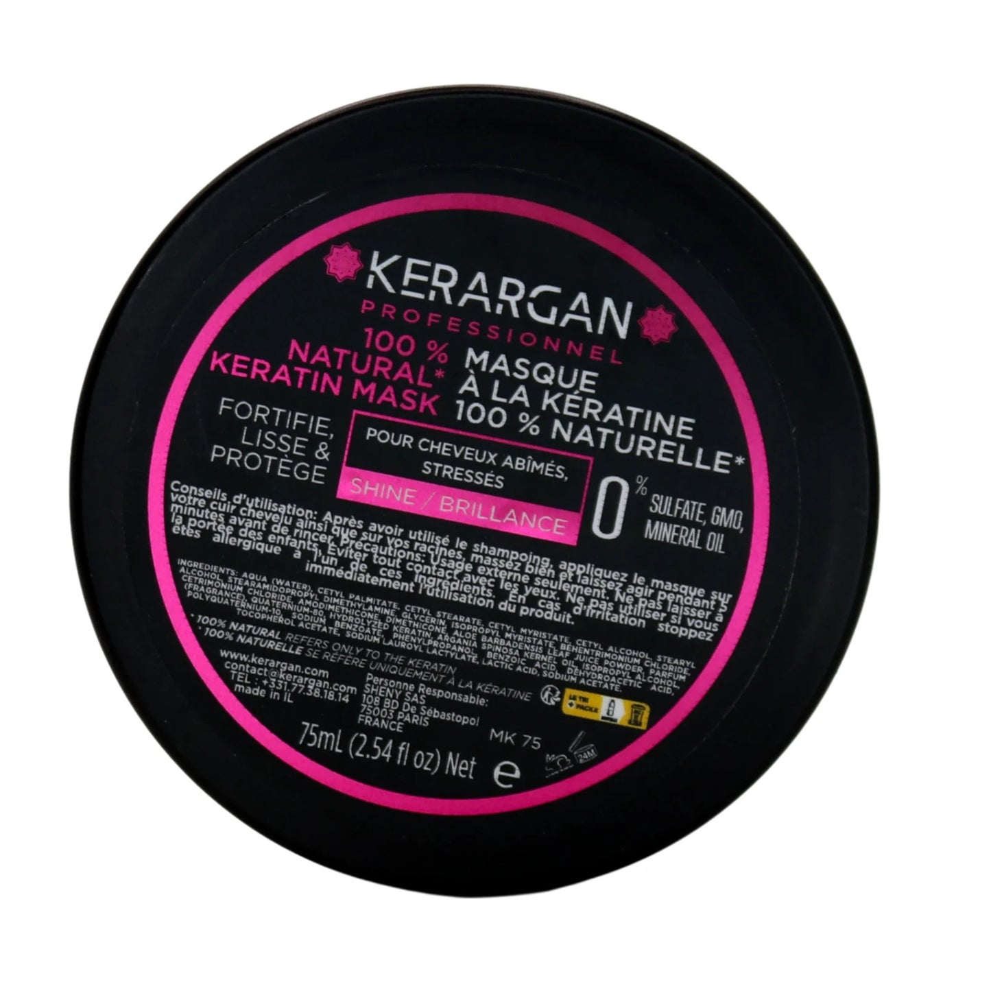 Kerargan Professionnel Paris Masque Kératine 100 ml Cheveux Abîmés Brillance