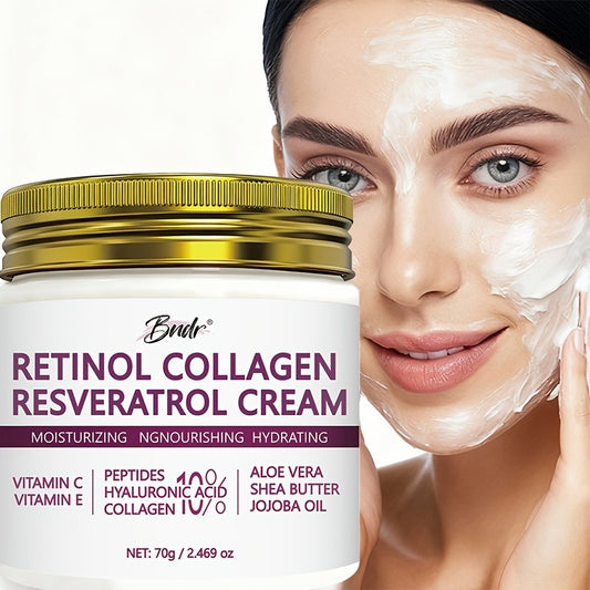 Crème Visage Rétinol Collagène Resvératrol 70 g Hydratante Vitamine C Aloe Vera