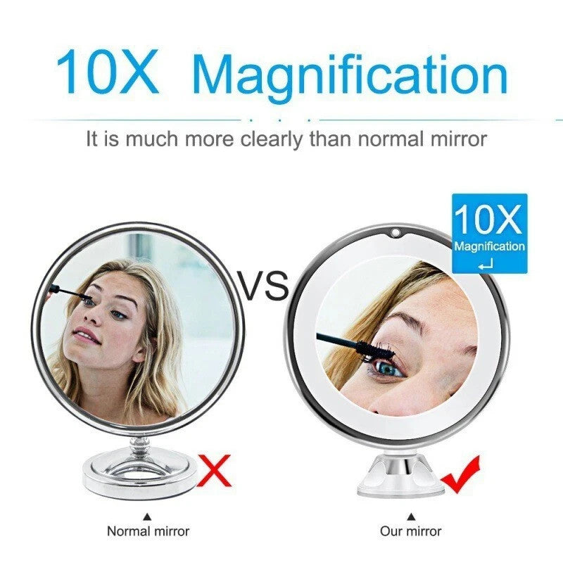 10X MAGNIFYING LIGHTED MAKEUP MIRROR Daylight LED Vanity Bathroom Travel Compact