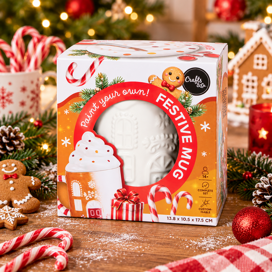 Kit Peinture Mug de Noël Crafts & Co Céramique avec Couvercle Cadeau Enfant Neuf