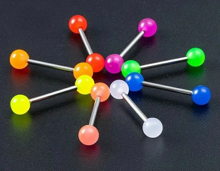 Lot De 10 Piercings Langue Phosphorescent - coloré -