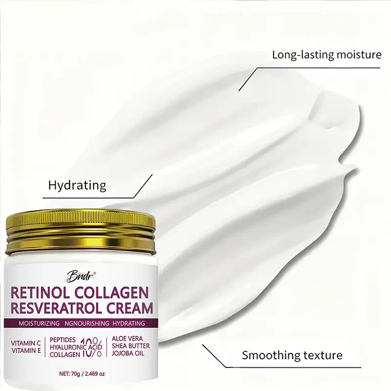 Crème Visage Rétinol Collagène Resvératrol 70 g Hydratante Vitamine C Aloe Vera