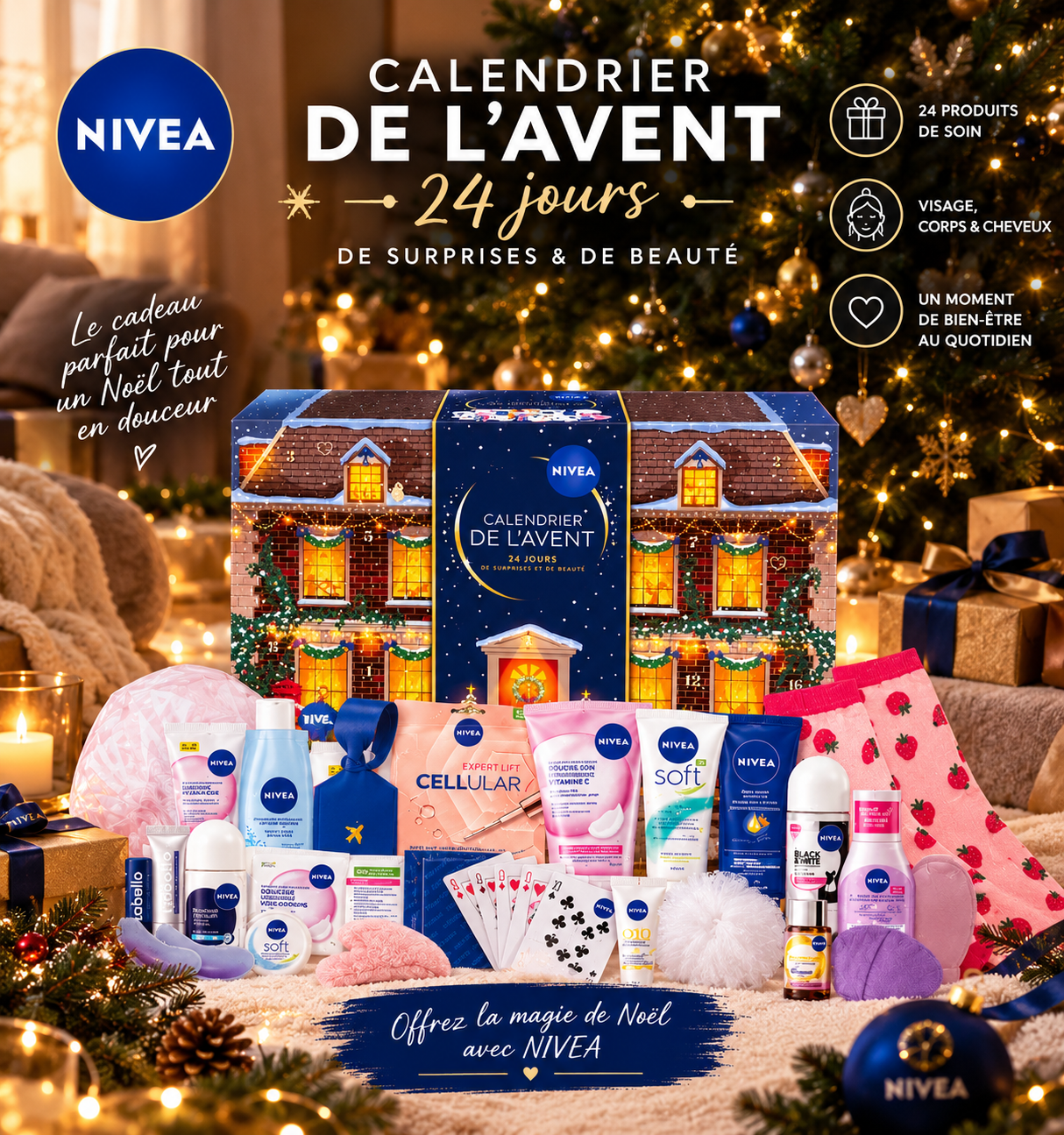 Calendrier de l'Avent Nivea 2026 – 24 Surprises Soins Visage Labello NEUF
