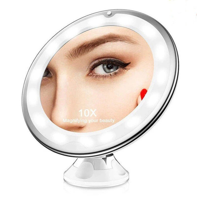 10X MAGNIFYING LIGHTED MAKEUP MIRROR Daylight LED Vanity Bathroom Travel Compact