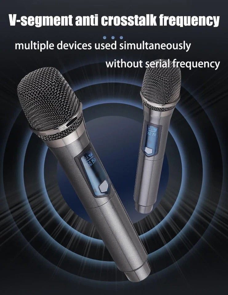 2PCS Wireless VHF Professional Microphone Handheld Mic System Karaoke w/Receiver
