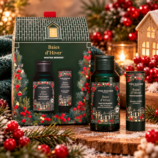 Yves Rocher Coffret Noël Baies d'Hiver Bain Douche 50 ml Baume Lèvres Neuf
