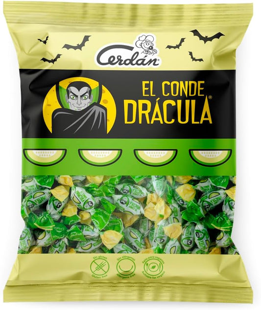 Caramelos Cerdán - Dracula Hard Candy Melon Flavor | Gluten-Free and Allergen-Free | Parties & Halloween | 225-Piece Candy Bag - 750 g