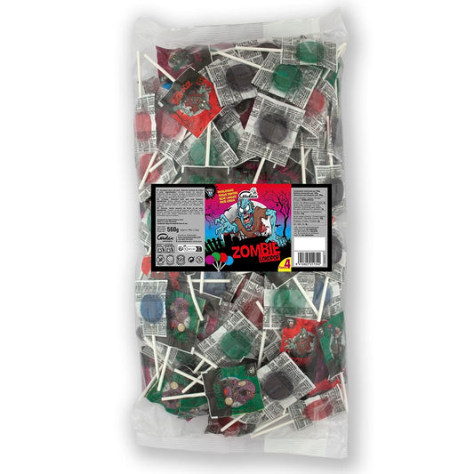 Caramelos Cerdán - Zombie Tongue-Painting Lollipops | Assorted Flavors | Gluten- and Allergen-Free | Parties & Halloween | 200-Piece Jar
