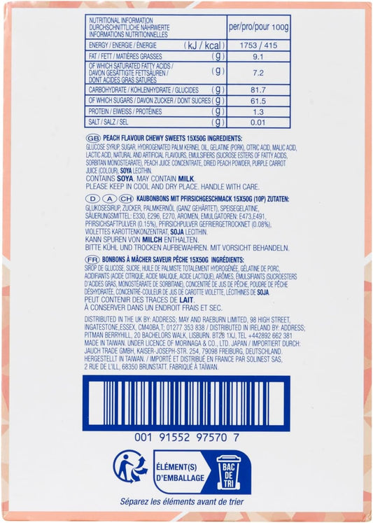 HI-CHEW Peach-Flavored Chewy Candy 15 Packs X 50 g