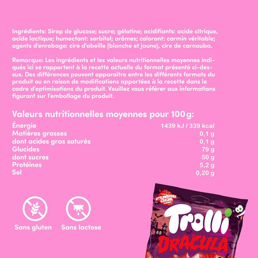 Trolli 3-Pack of Candies – 1 Tarantula, Dracula and Super Brain, 150 g – Lactose- and gluten-free, delicious flavors, with ghost stickers – For Halloween decorations, cakes and muffins