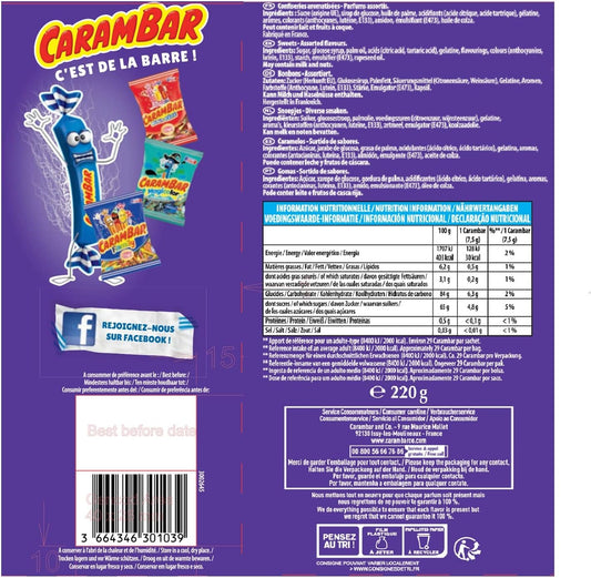 Carambar Atomic Caramelos Ácidos, 220g