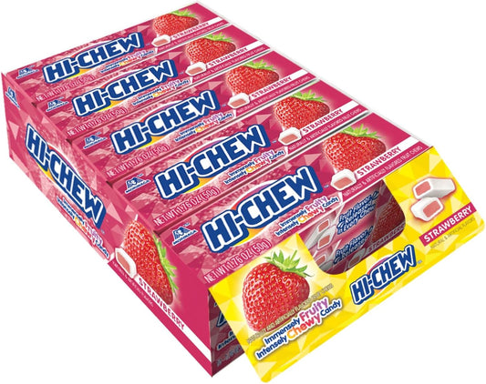 HI-CHEW Caramelos masticables sabor fresa 15 estuches x 50 g