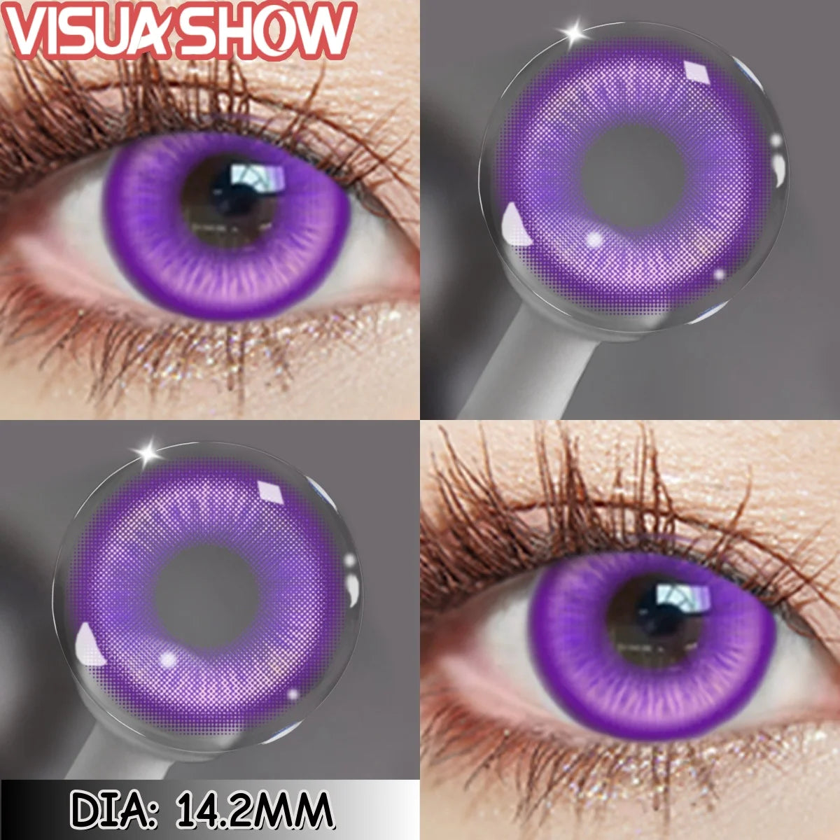 Visuashow Cosplay Colored Contact Lenses - Stardust Brown & Gray Cosmetic Lens 1Pair Yearly Disposable Eye Makeup Color Contacts