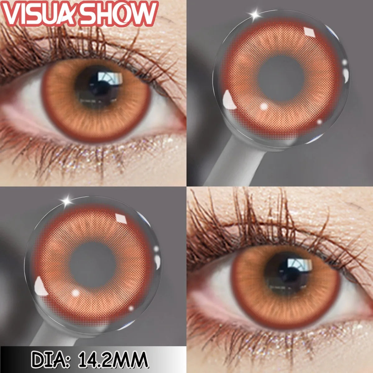 Visuashow Cosplay Colored Contact Lenses - Stardust Brown & Gray Cosmetic Lens 1Pair Yearly Disposable Eye Makeup Color Contacts