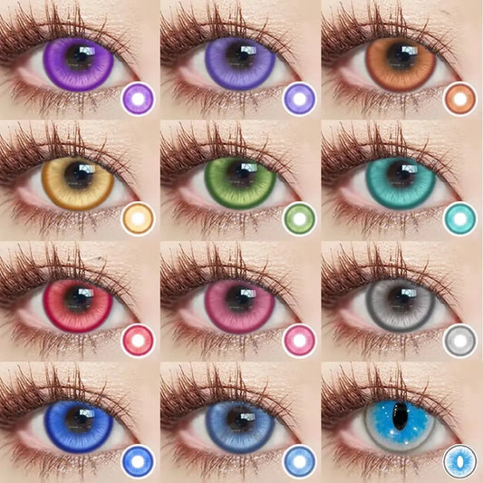 Visuashow Cosplay Colored Contact Lenses - Stardust Brown & Gray Cosmetic Lens 1Pair Yearly Disposable Eye Makeup Color Contacts
