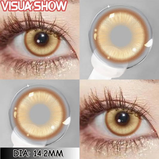 Visuashow Cosplay Colored Contact Lenses - Stardust Brown & Gray Cosmetic Lens 1Pair Yearly Disposable Eye Makeup Color Contacts