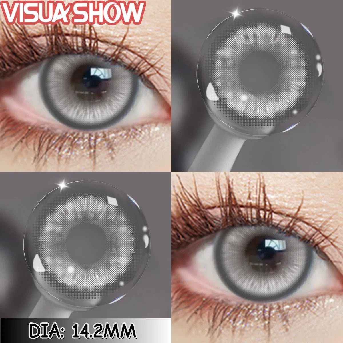 Visuashow Cosplay Colored Contact Lenses - Stardust Brown & Gray Cosmetic Lens 1Pair Yearly Disposable Eye Makeup Color Contacts